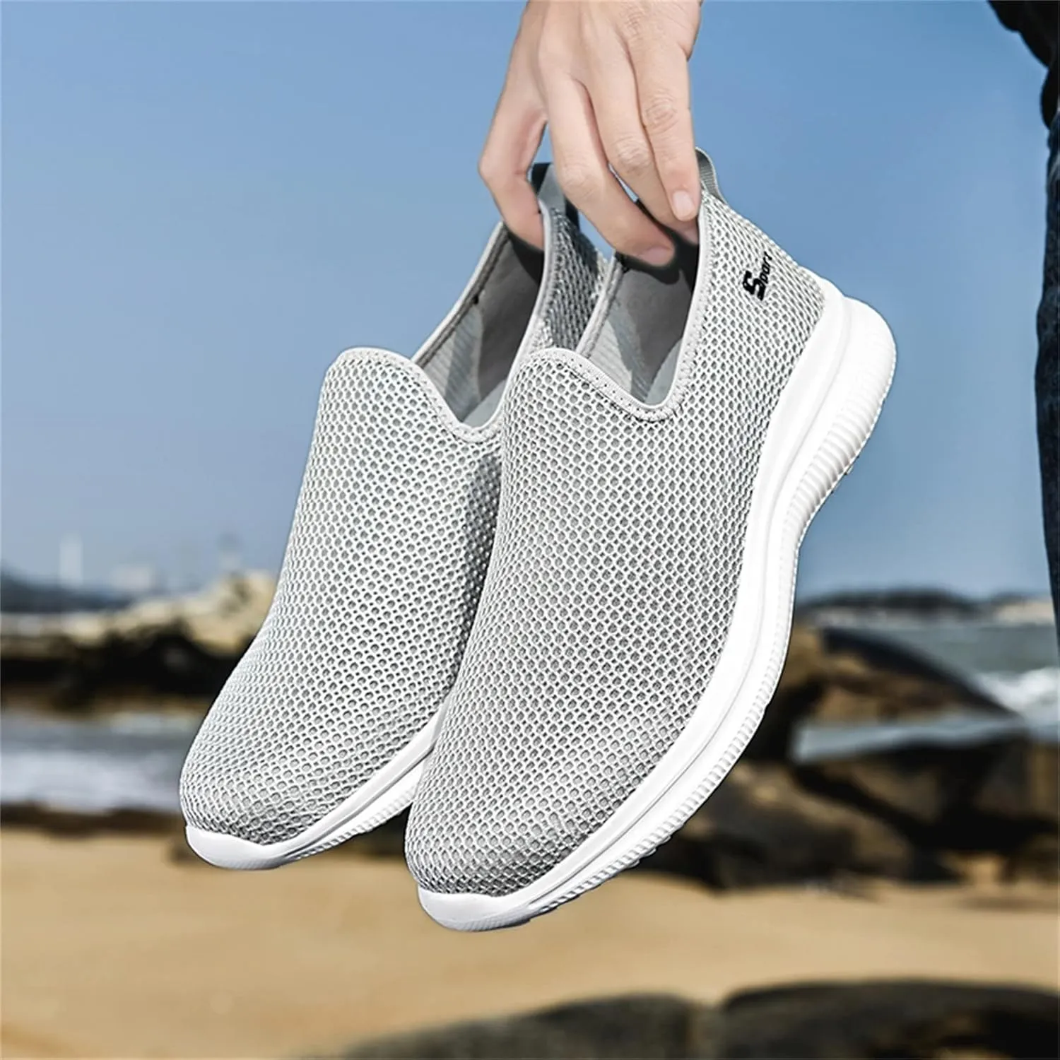 Womens Slip On Walking Shoes Lightweight Breathable Non Slip Tennis Shoes Womens Winter Men's Shoes Casual Women's Fashion Sneakers Black Tennis Shoe White Loafers