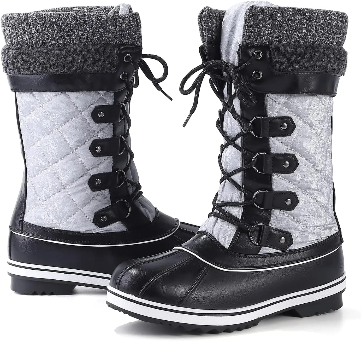 Women's Snow Boots, Women Waterproof Mid Calf, Anti-slip Outdoor Warm Duck Boot for Winter
