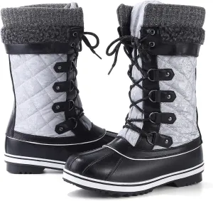 Women's Snow Boots, Women Waterproof Mid Calf, Anti-slip Outdoor Warm Duck Boot for Winter