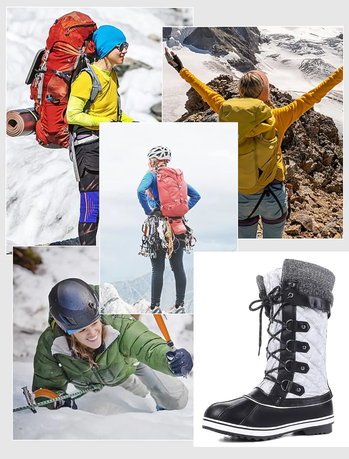 Women's Snow Boots, Women Waterproof Mid Calf, Anti-slip Outdoor Warm Duck Boot for Winter