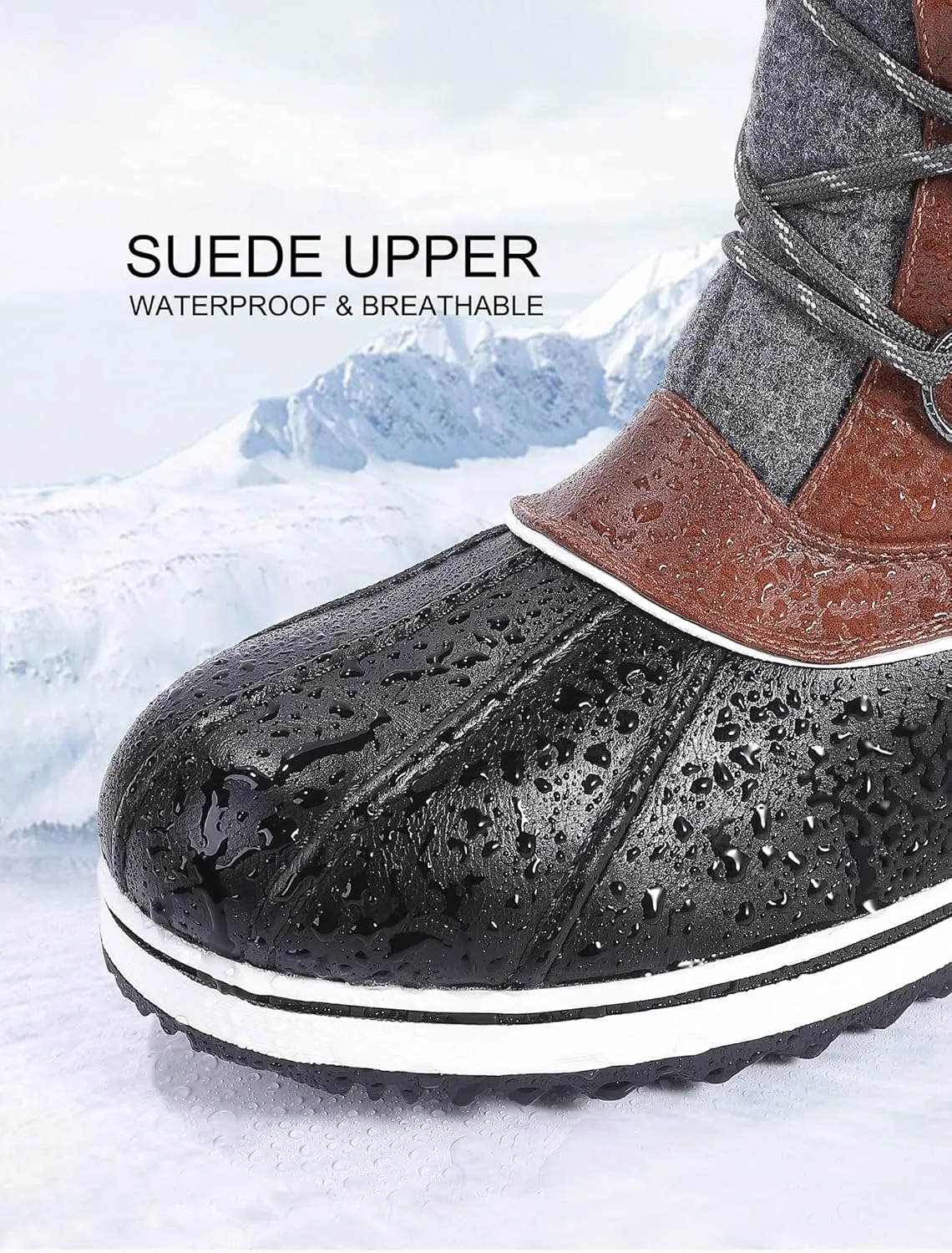 Women's Snow Boots, Women Waterproof Mid Calf, Anti-slip Outdoor Warm Winter Boots for Women