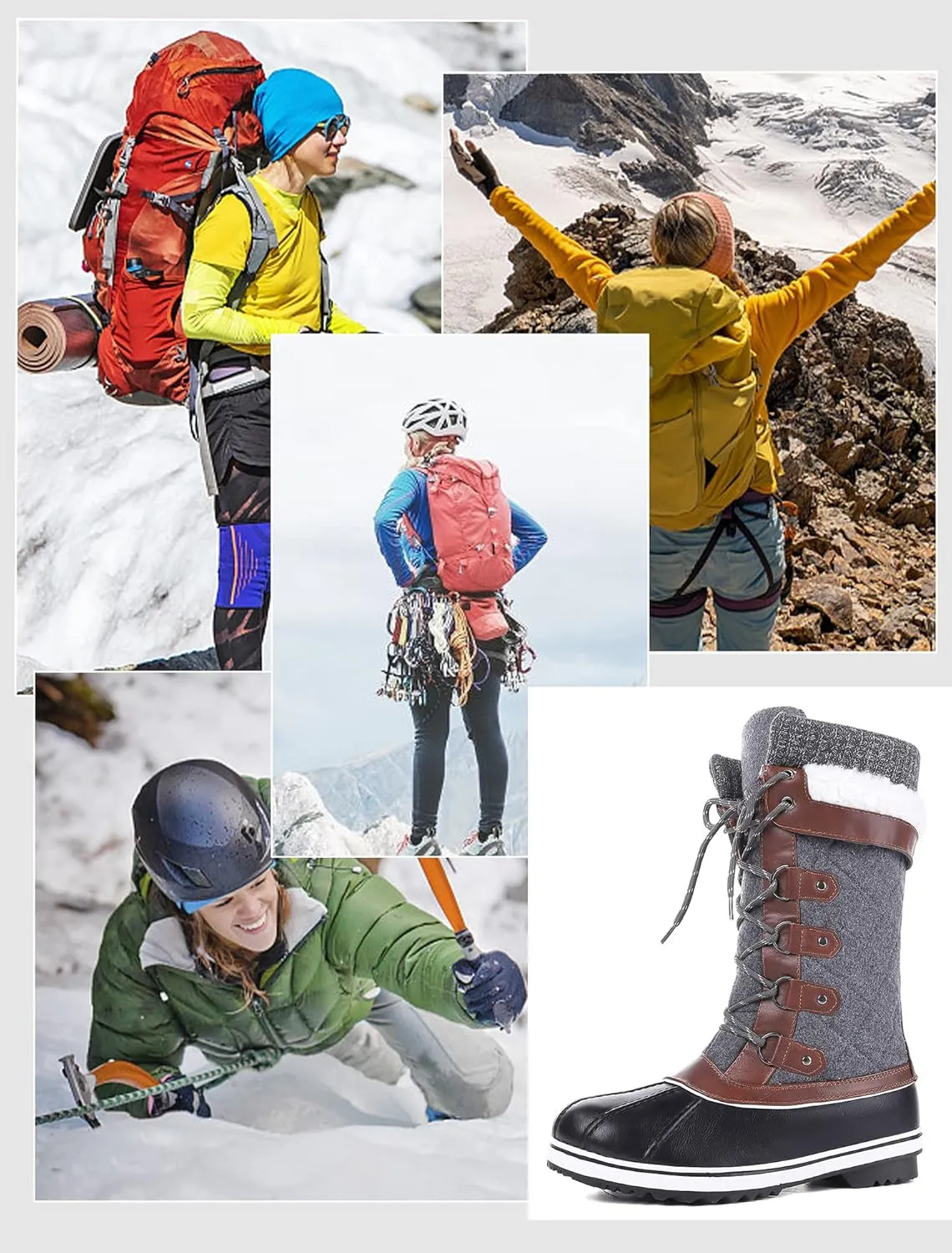 Women's Snow Boots, Women Waterproof Mid Calf, Anti-slip Outdoor Warm Winter Boots for Women