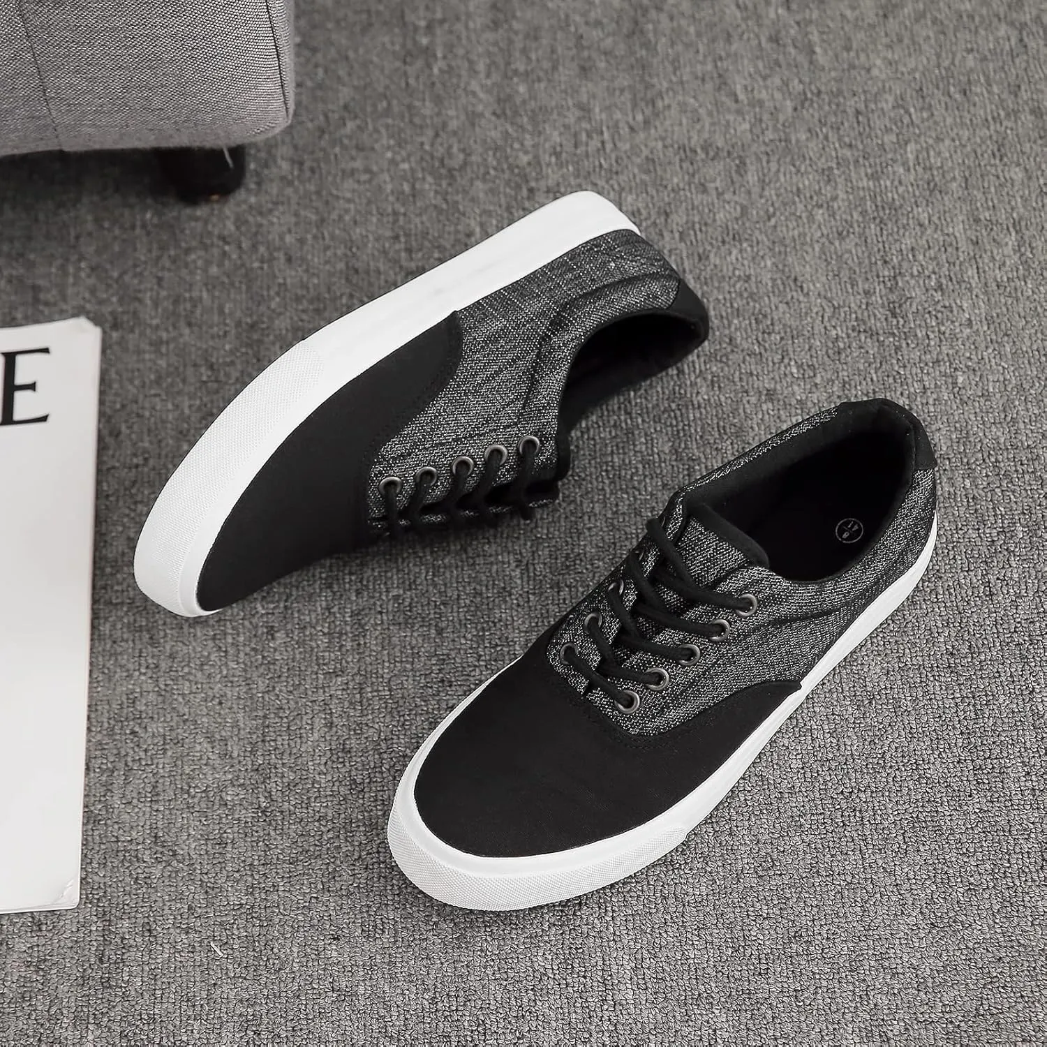 yageyan Men’s Low Top Canvas Walking Shoes Lace-up Fashion Sneakers Casual