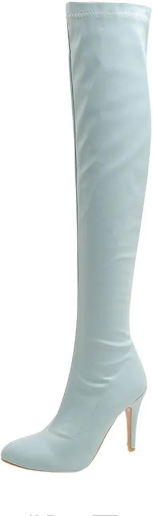 ZDLJYL Women's Thigh High Boots Over The Knee Boot Shoes Autumn Winter Stretch Pointed Toe Stiletto High-Heeled Sexy Ladies Boots