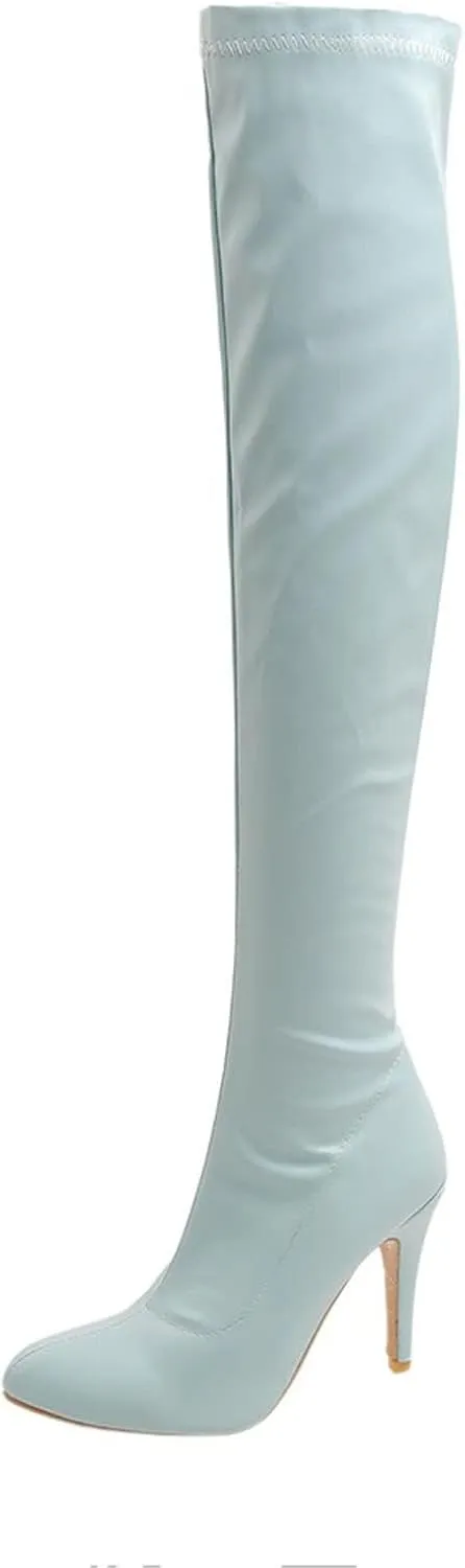 ZDLJYL Women's Thigh High Boots Over The Knee Boot Shoes Autumn Winter Stretch Pointed Toe Stiletto High-Heeled Sexy Ladies Boots
