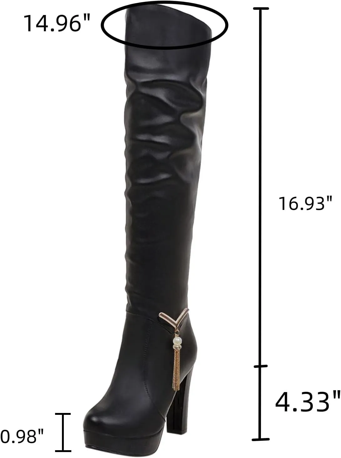 ZDLJYL Women's Thigh High Over The Knee Fashion Boots Block Mid Heel Long Sexy Faux Fur Boots Platform Knee High Boots